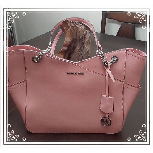 NWT~MICHAEL KORS Jet Set Large X Chain Saffiano Leather Shoulder Tote PRIMROSE - Picture 1 of 7